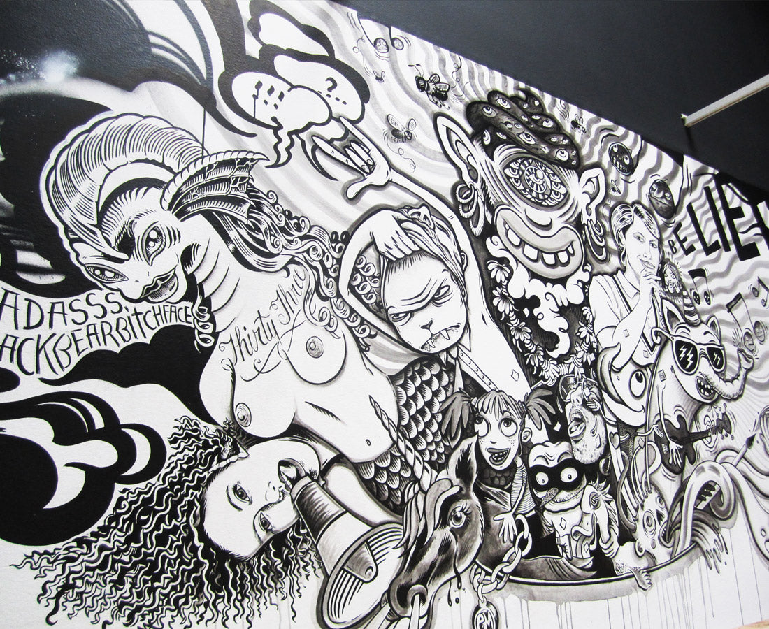 KB & Caro Caron "Big Bang", Acrylic & ink on Wall, 4,200 sq ft, 2012.