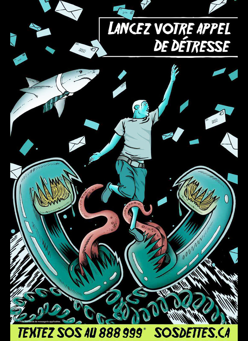 EnMasse "SOS Dettes" Painting Ad for Marketing, 2011.
