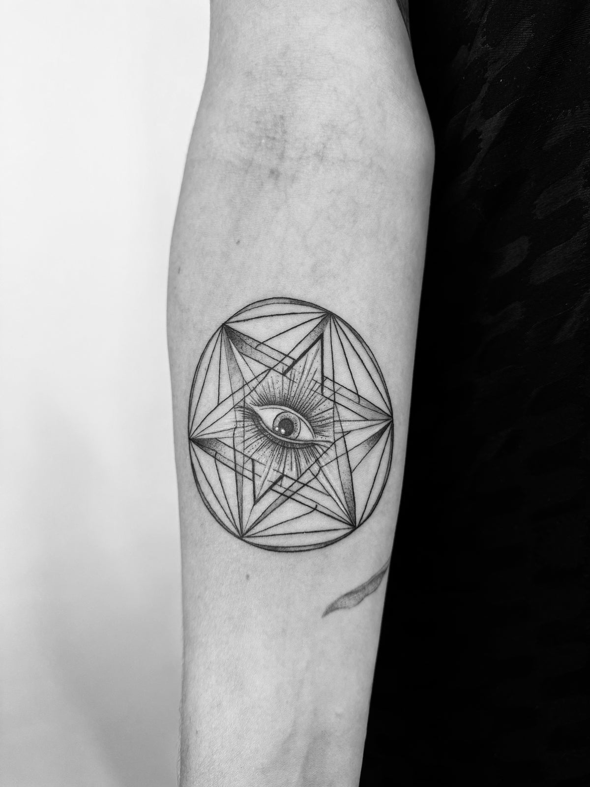 KB "Mystic Eye", Ink in skin, 5" x 5". 2025
