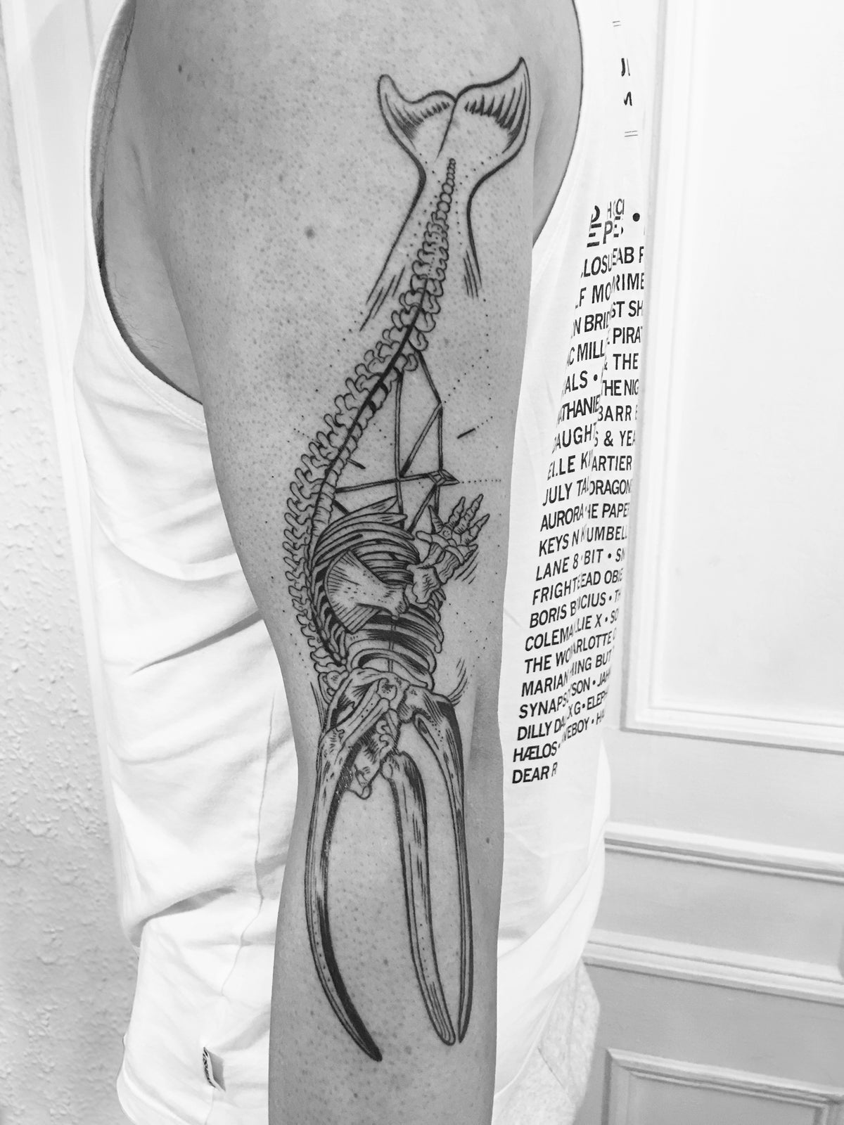 KB, "Blue Whale Skeleton", Ink in skin
5" x 15". 2017