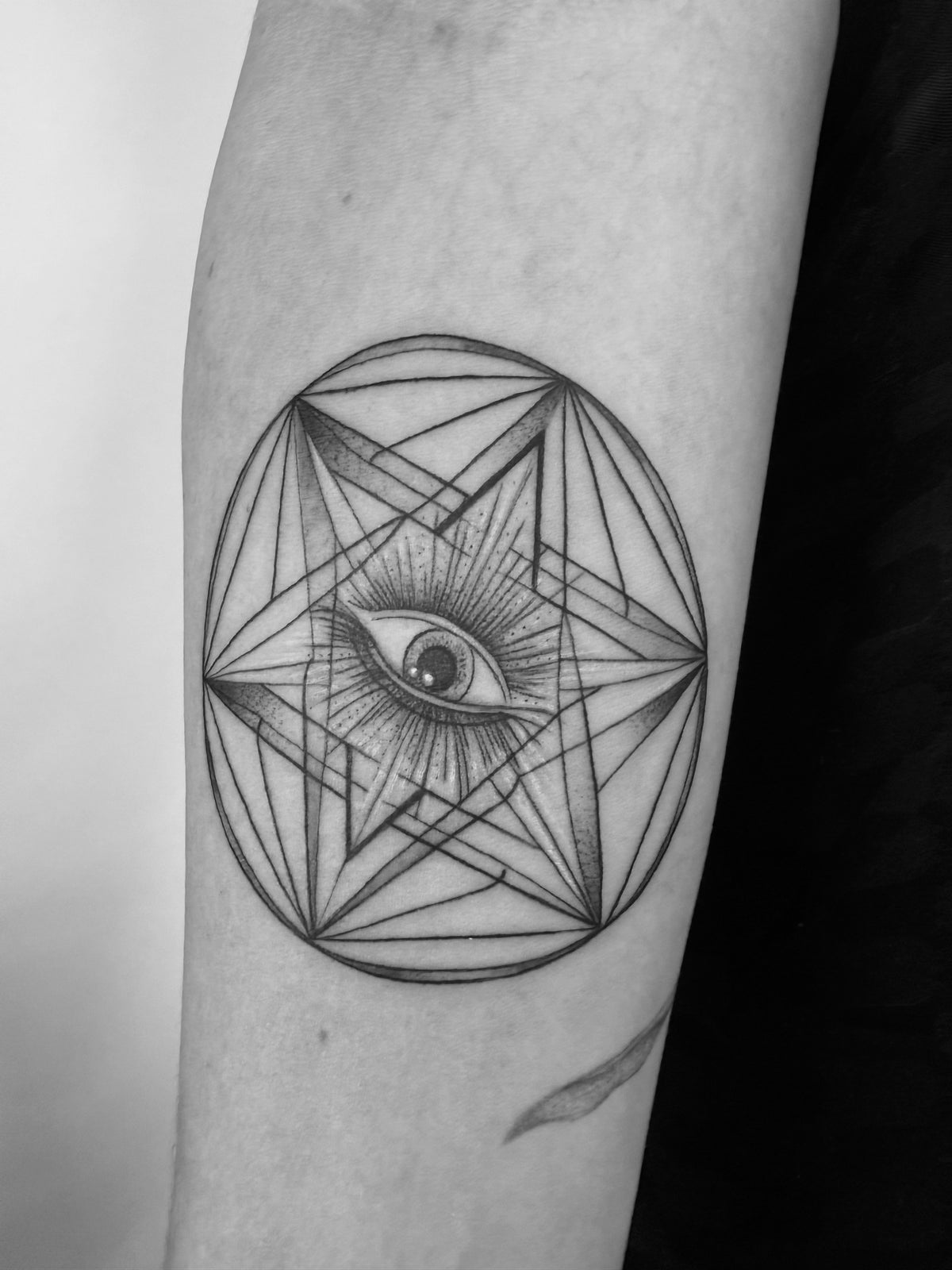 KB "Mystic Eye - DETAIL", Ink in skin, 5" x 5". 2025