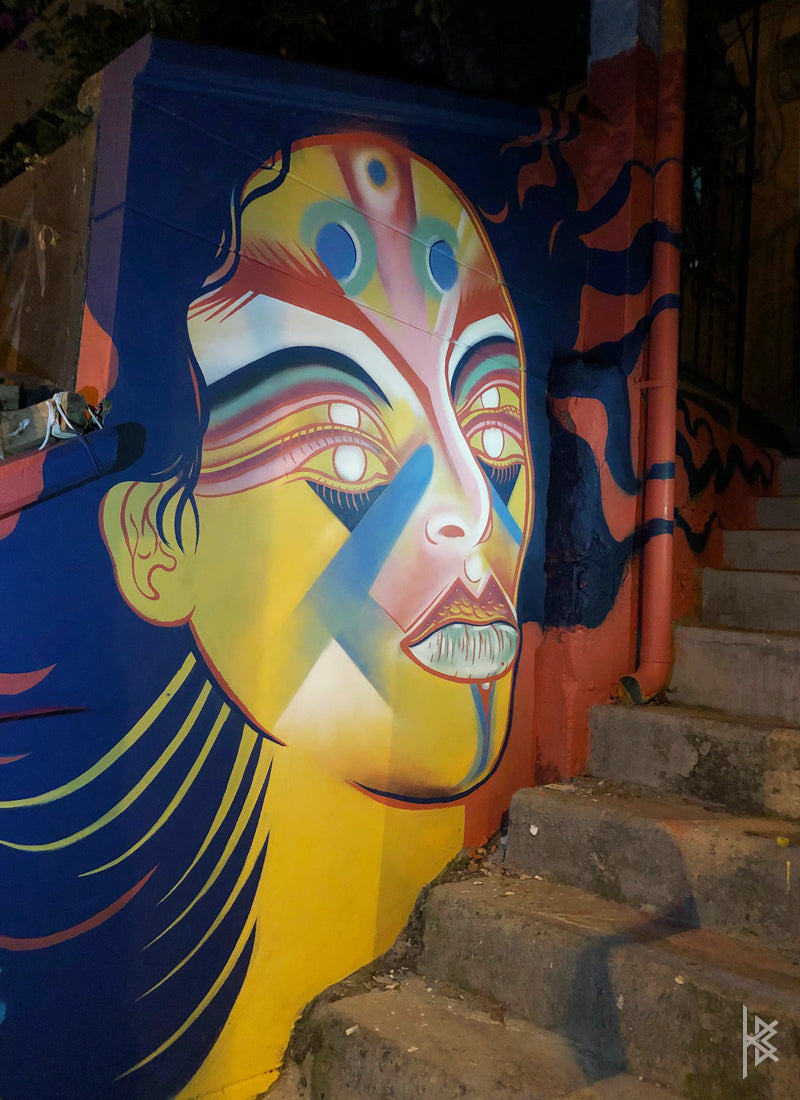 KB & Seta Fuerte, "Highest Spiritual Warrior", Spray Paint on Wall. 10' × 6', 2019