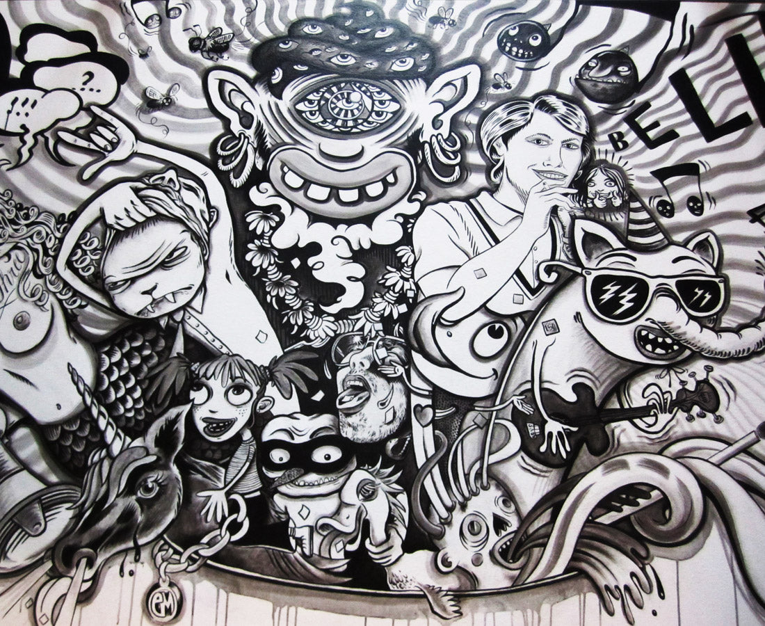 KB & Caro Caron "Big Bang", Acrylic & ink on Wall, 4,200 sq ft, 2012.