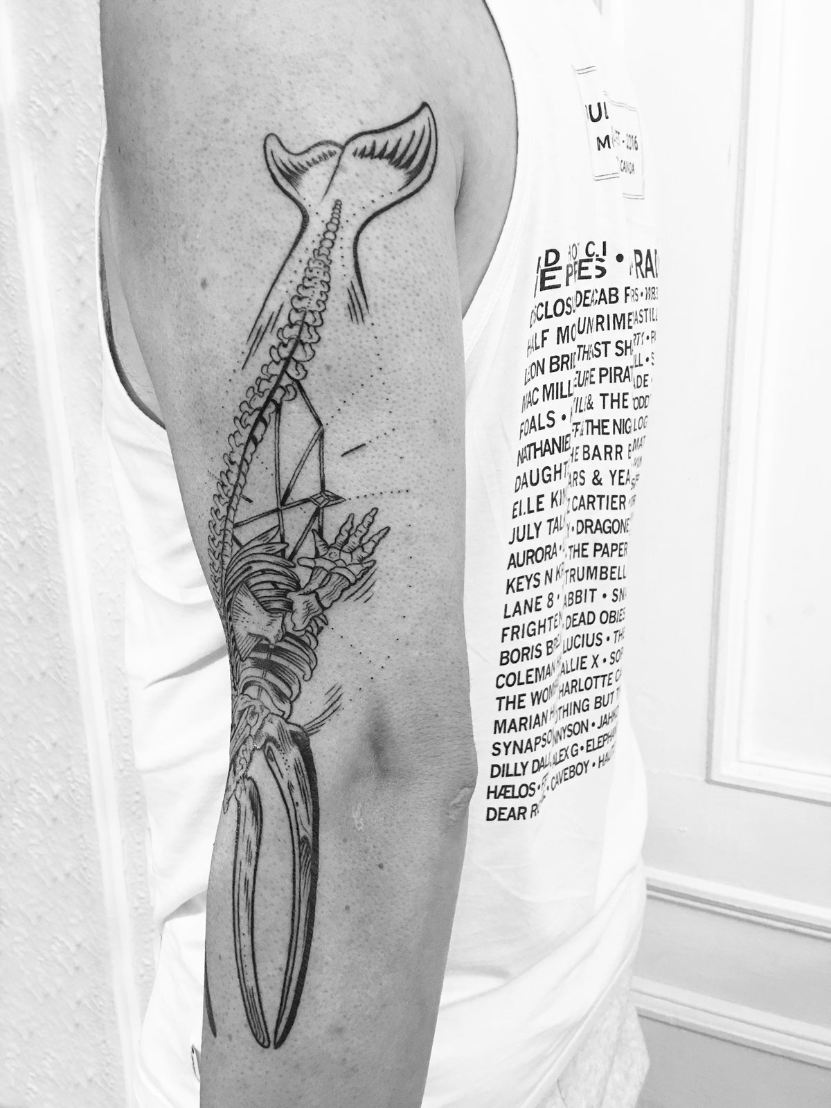 KB, "Blue Whale Skeleton", Ink in skin
5" x 15". 2017