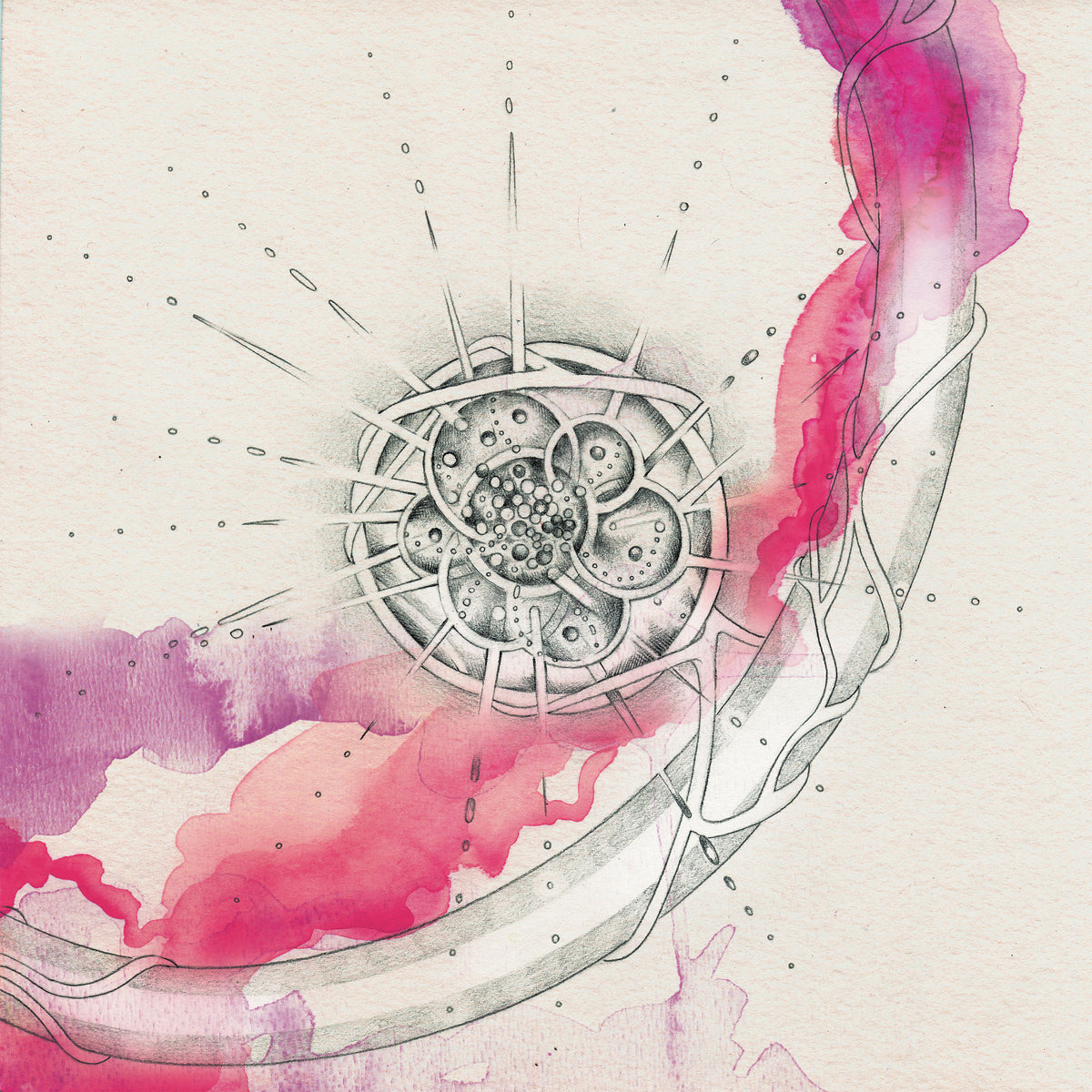 KB. "Hybrid Live Visuals" Pencil & Watercolor on Paper, 12" x 12". 2007