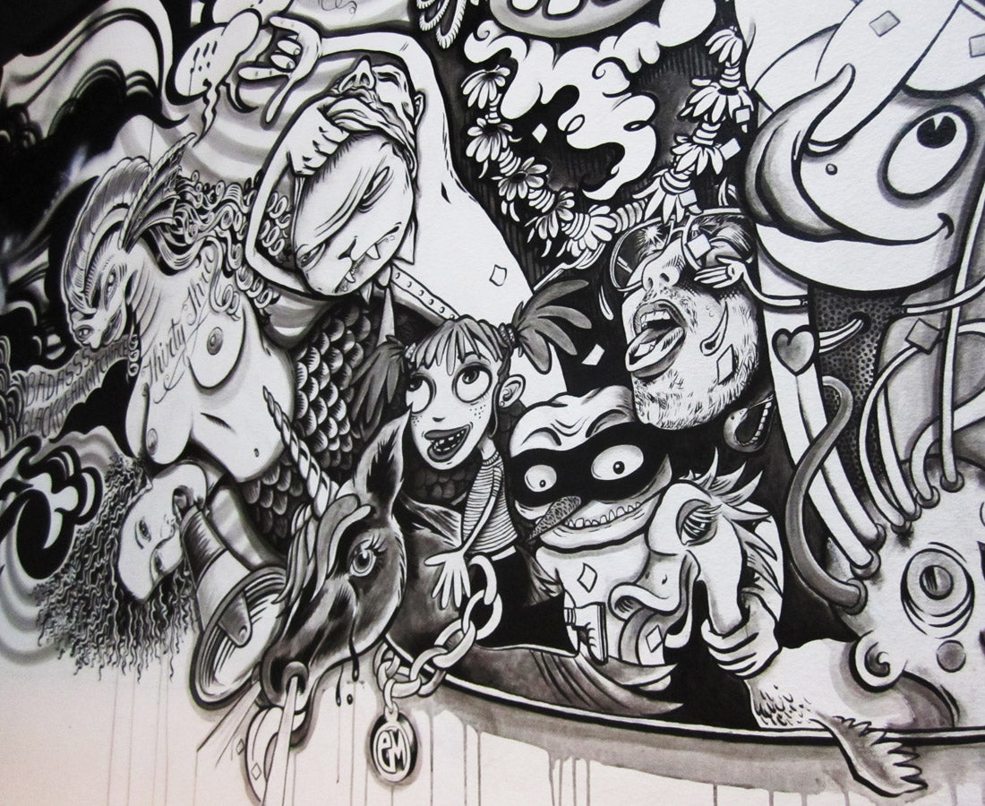 KB & Caro Caron "Big Bang", Acrylic & ink on Wall, 4,200 sq ft, 2012.