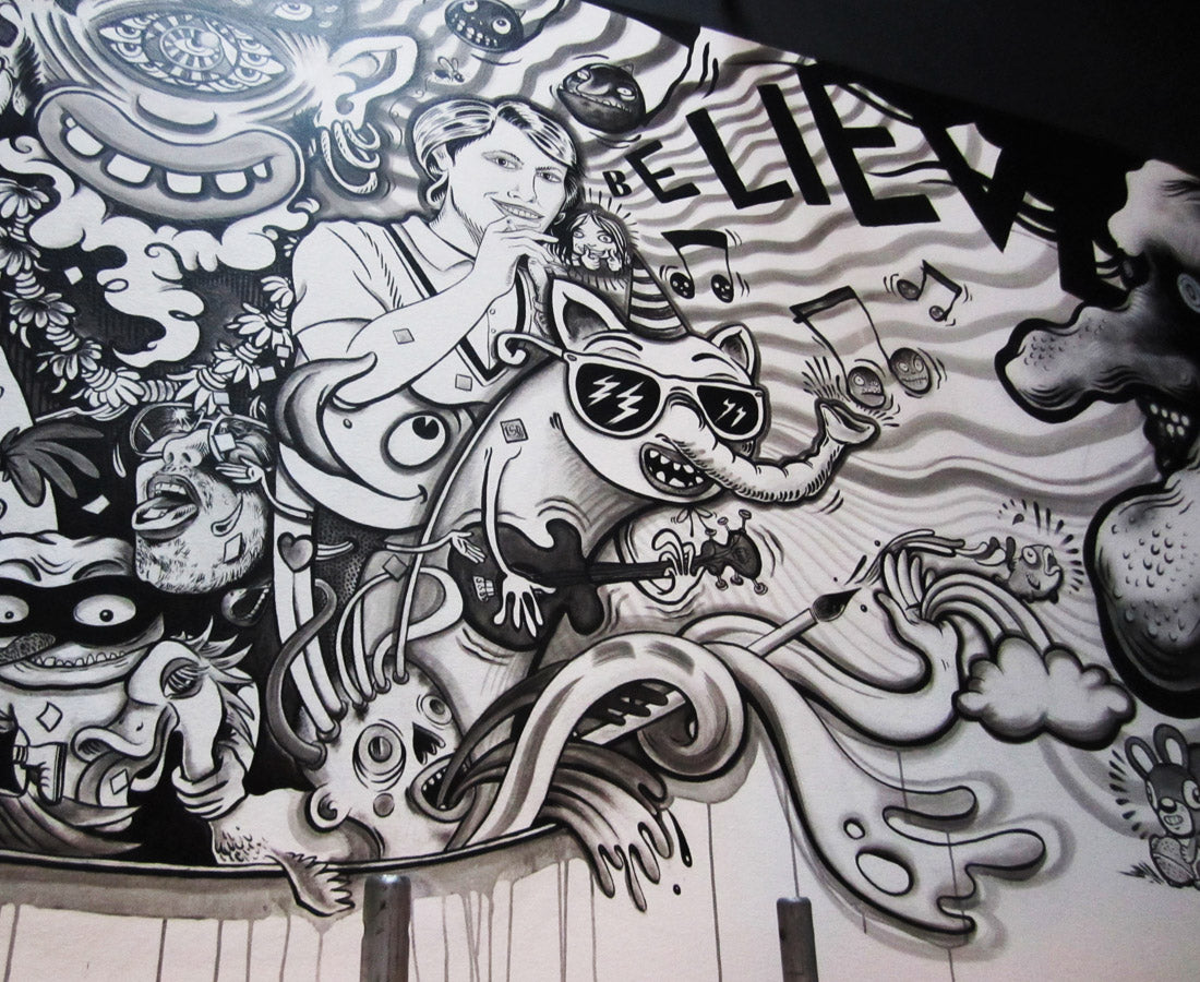 KB & Caro Caron "Big Bang", Acrylic & ink on Wall, 4,200 sq ft, 2012.