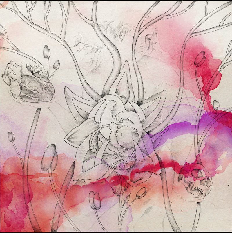 KB. "Hybrid Live Visuals" Pencil & Watercolor on Paper, 12" x 12". 2007