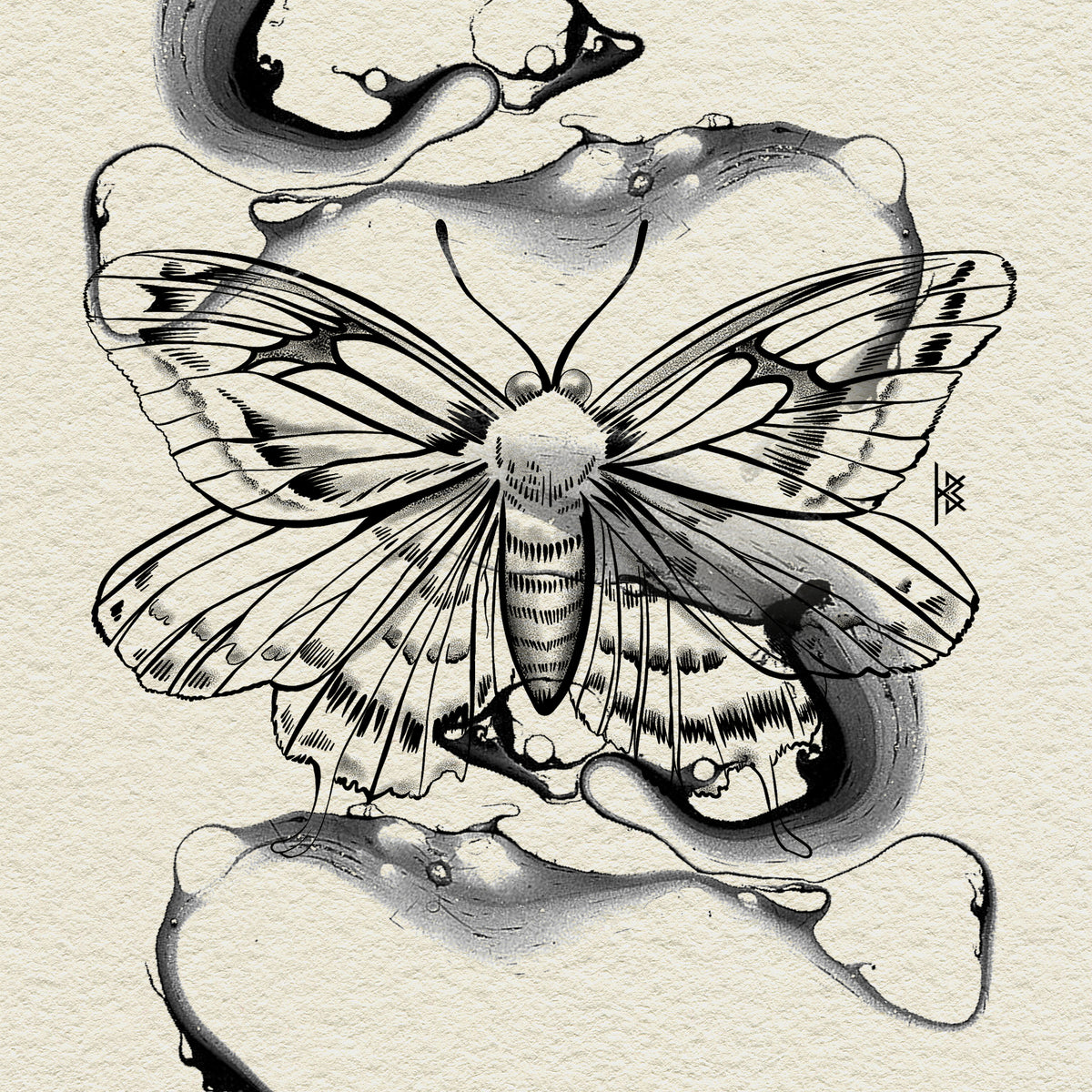 KB, "Psyche : BLACK & GREY" Digital Flash Artwork, 8" x 4". 2025