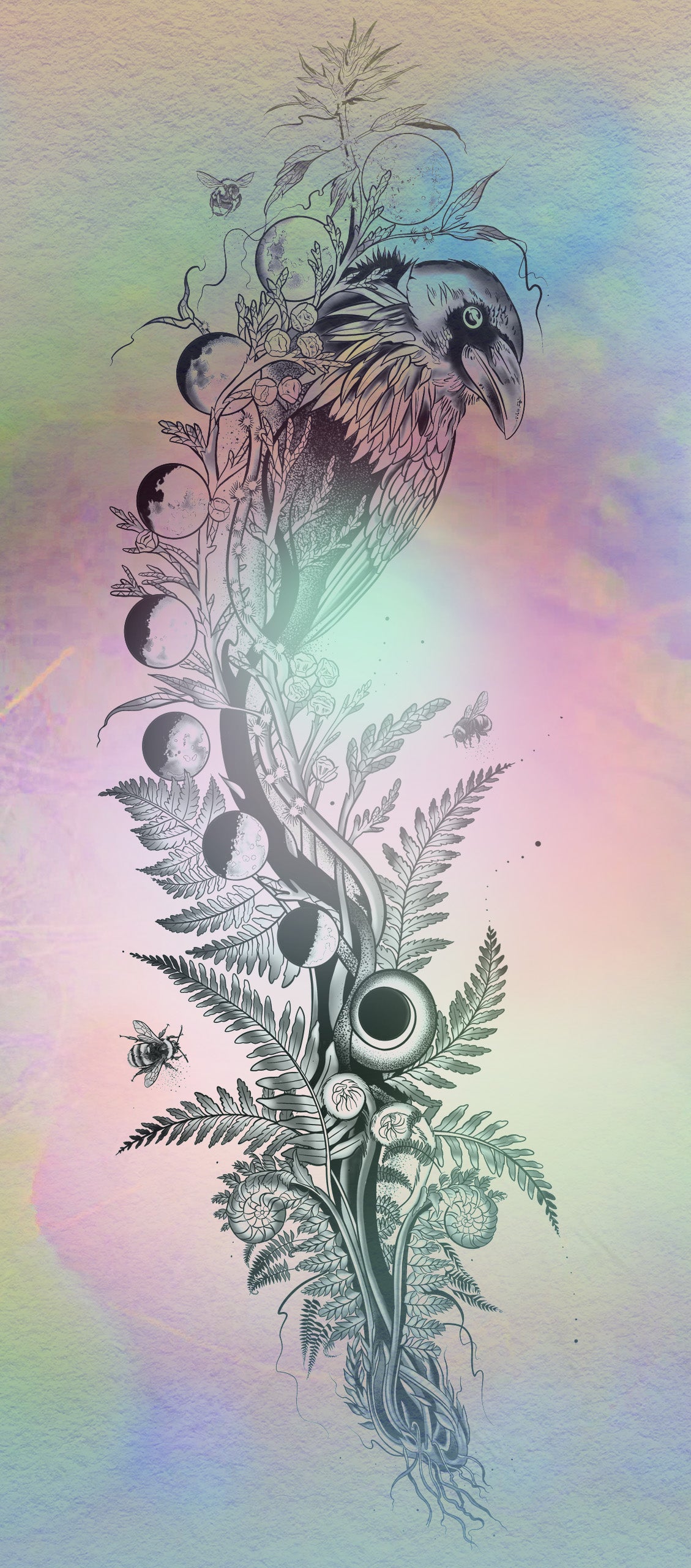 KB, "Crow Moons", Illustration, 25" x 8". 2025-2026