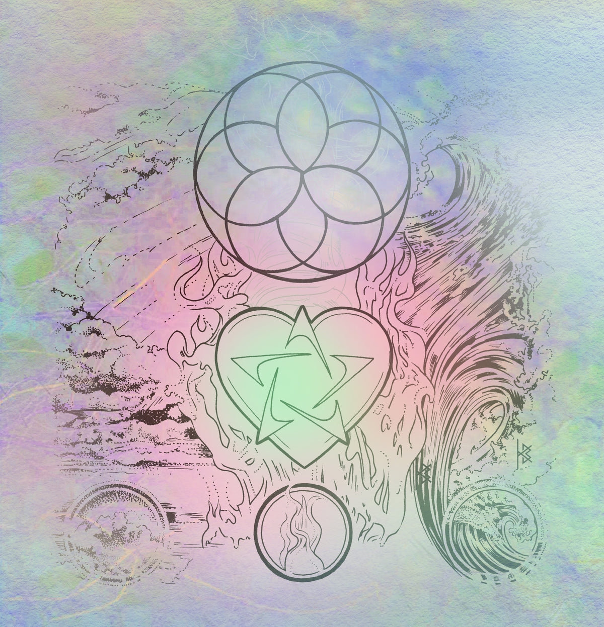 KB, "GAIA", Ink on Paper, 10" x 15", 2017