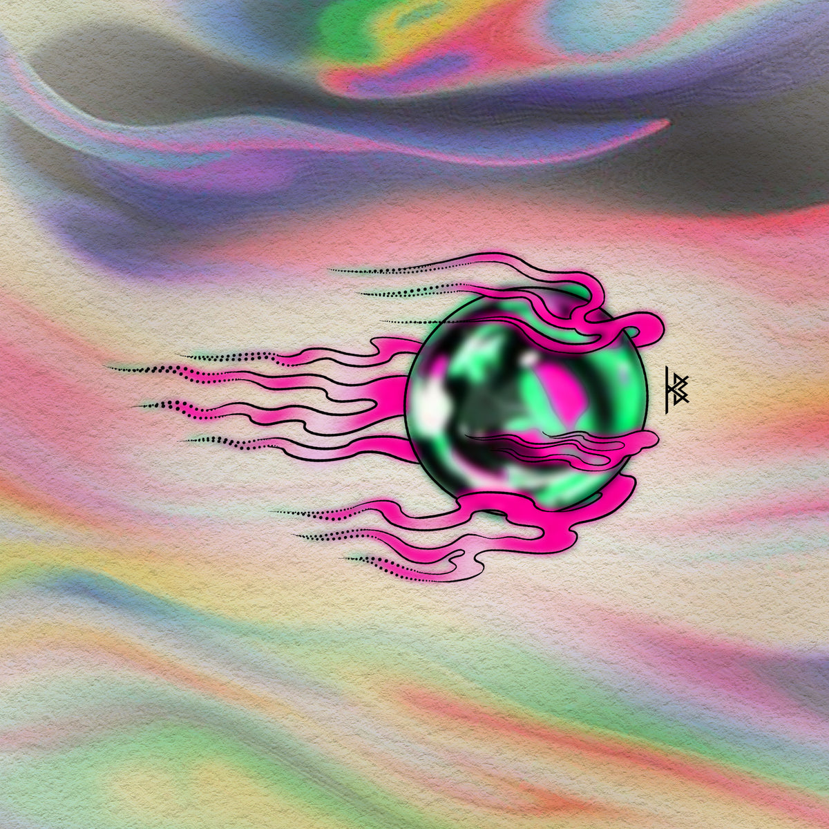 KB, "Fireballz : COLOR" Digital Flash Artwork, 8" x 4". 2026 