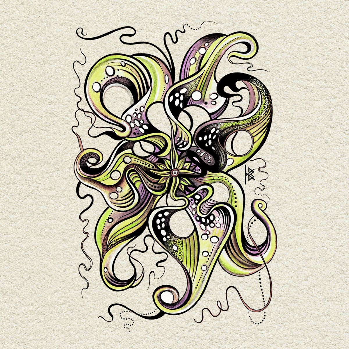 KB, "Octopus Orchid : COLOR" Digital Flash Artwork, 8" x 4". 2025 