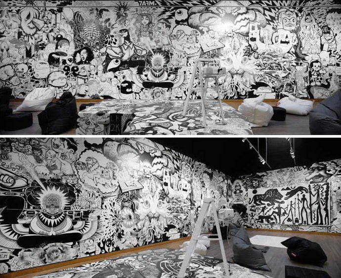 EnMasse "Big Bang", Acrylic & ink on Wall, 4,200 sq ft, 2012.
