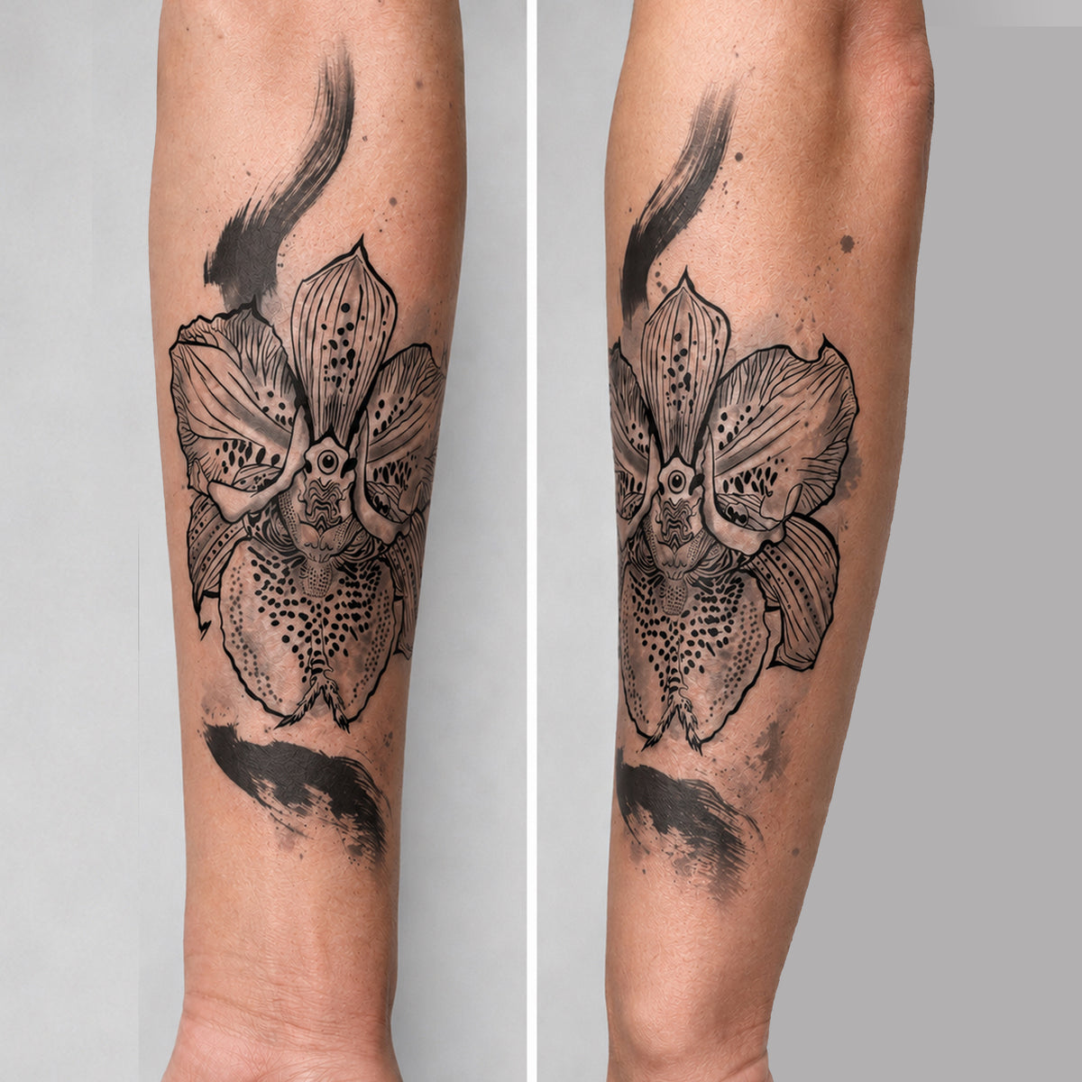 KB, "Theia Orchid : BLACK & GREY" AI Flash Artwork, 8" x 4". 2025