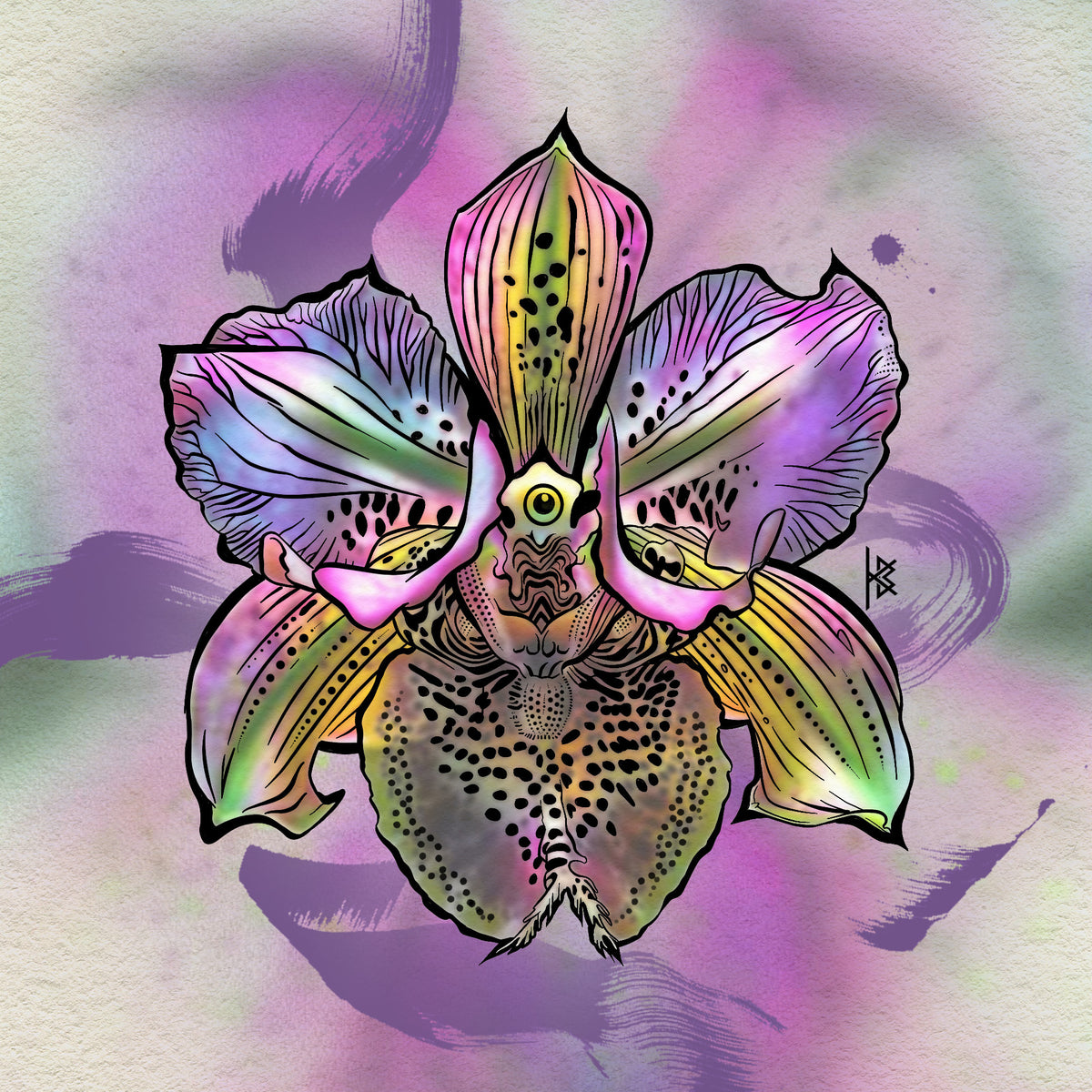 KB, "Theia Orchid : COLOR" Digital Flash Artwork, 8" x 4". 2025