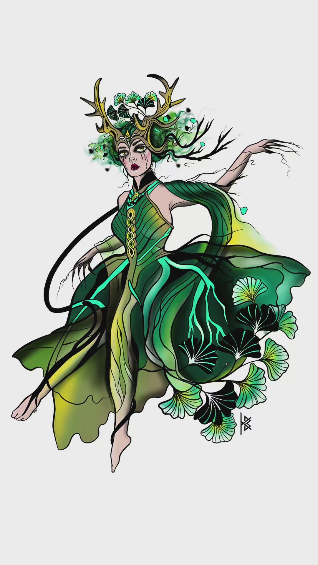 KB, "Dyrad Irish Fairy", Ink in skin, 13" x 10". 2025