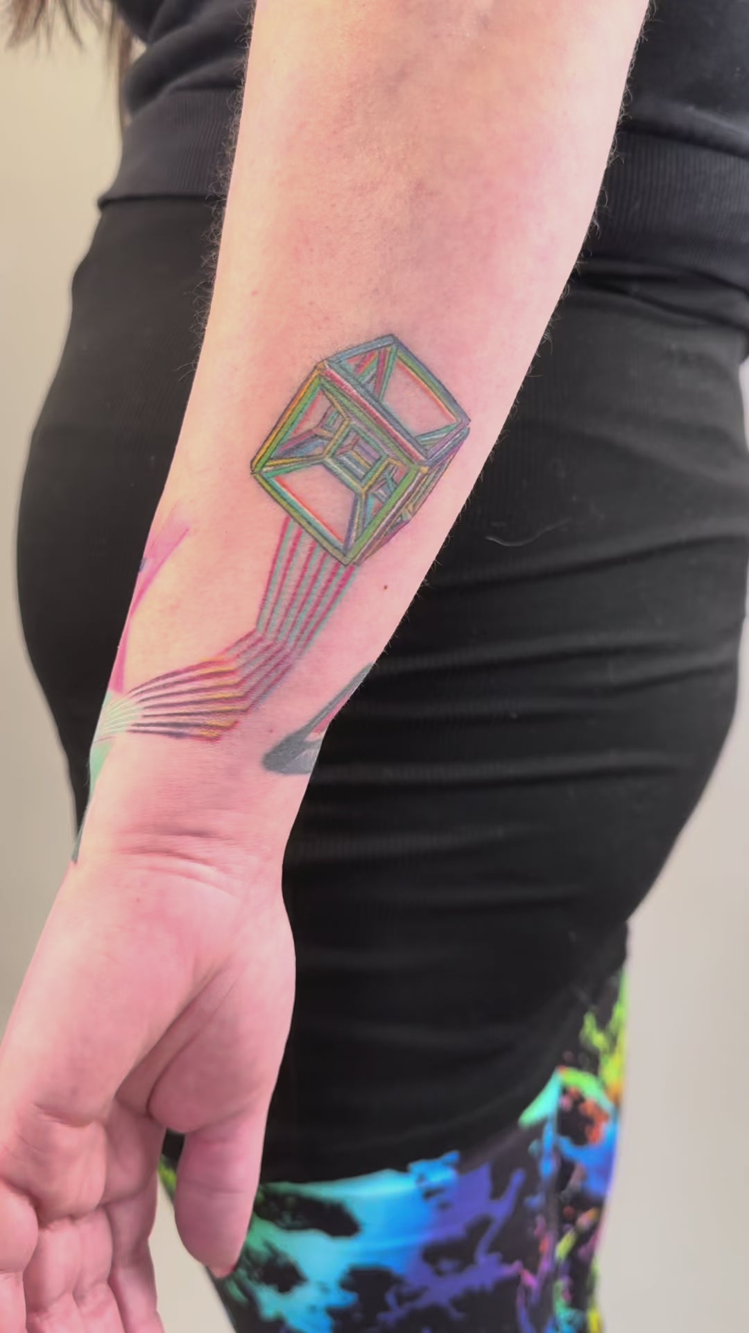 KB, "4th Dimensional Merkaba", Ink in skin, 7" x 6". 2025