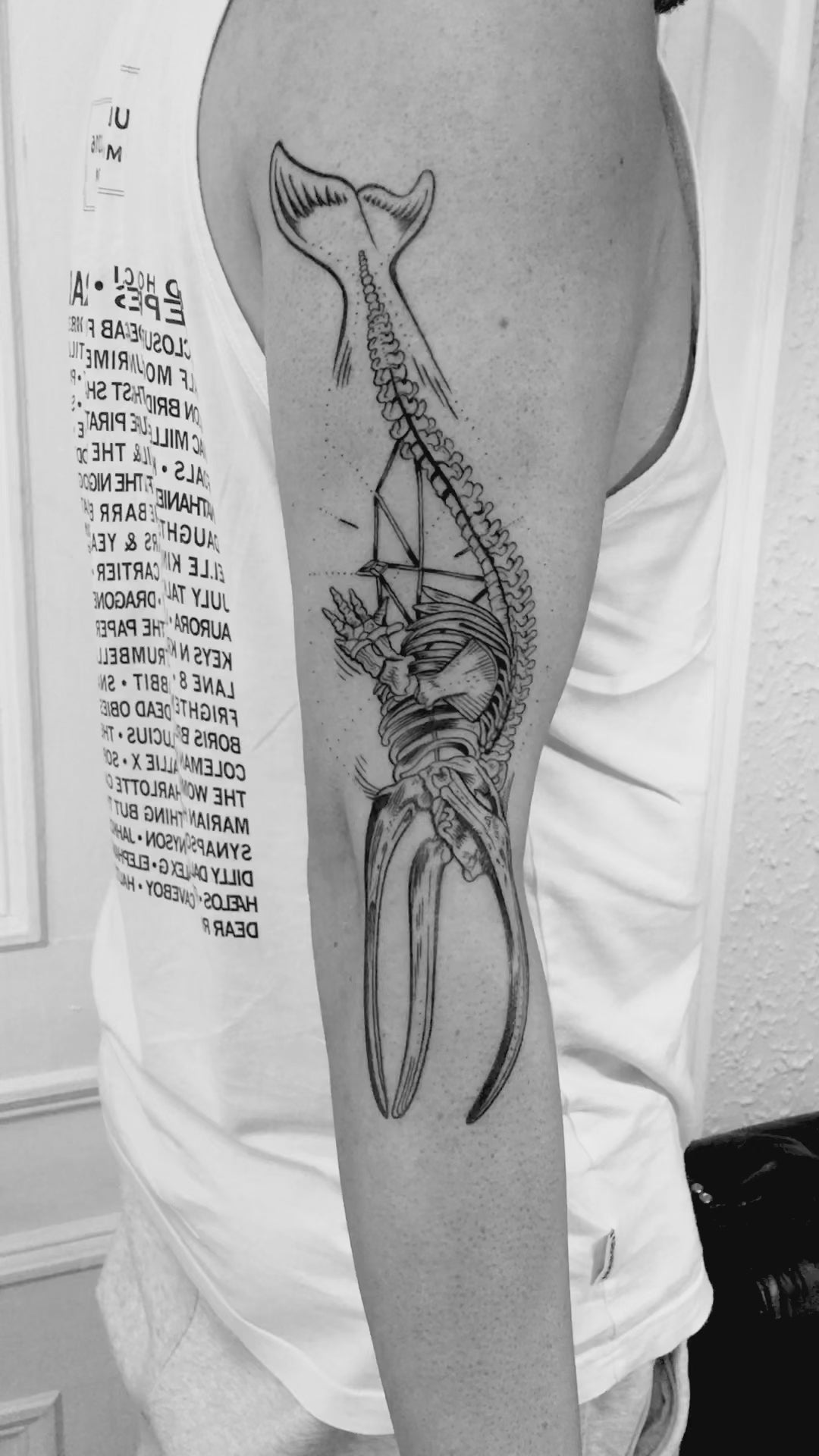 KB, "Blue Whale Skeleton", Ink in skin
5" x 15". 2017
