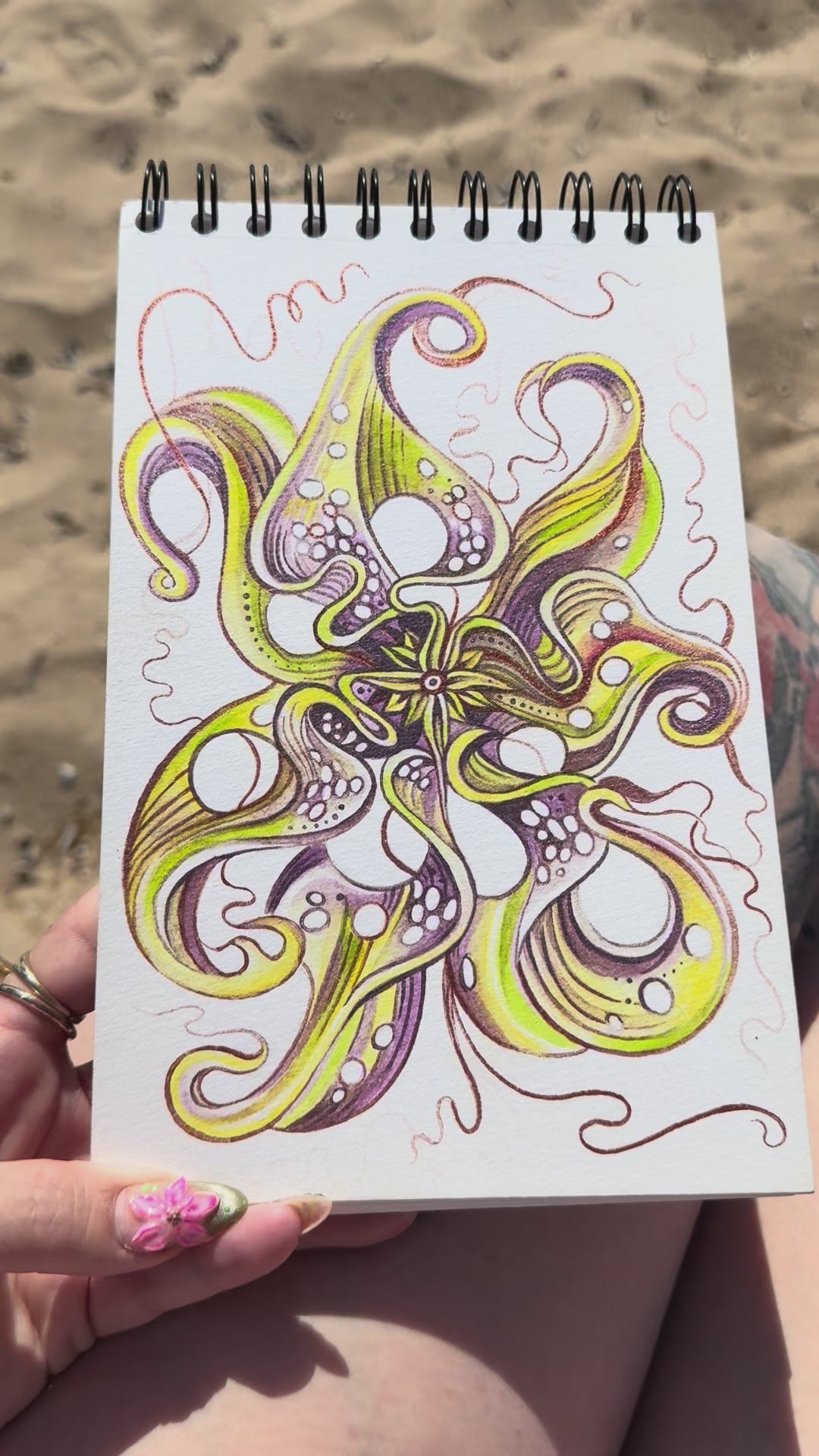 KB, "Octopus Orchid" Metallic Watercolor Painting, 6" x 4". 2025